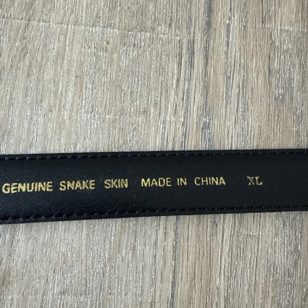 Men's Black Genuine Snakeskin Belt With Brass Buckle 46